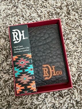 Black Leather Card Case with Magnetic Clip